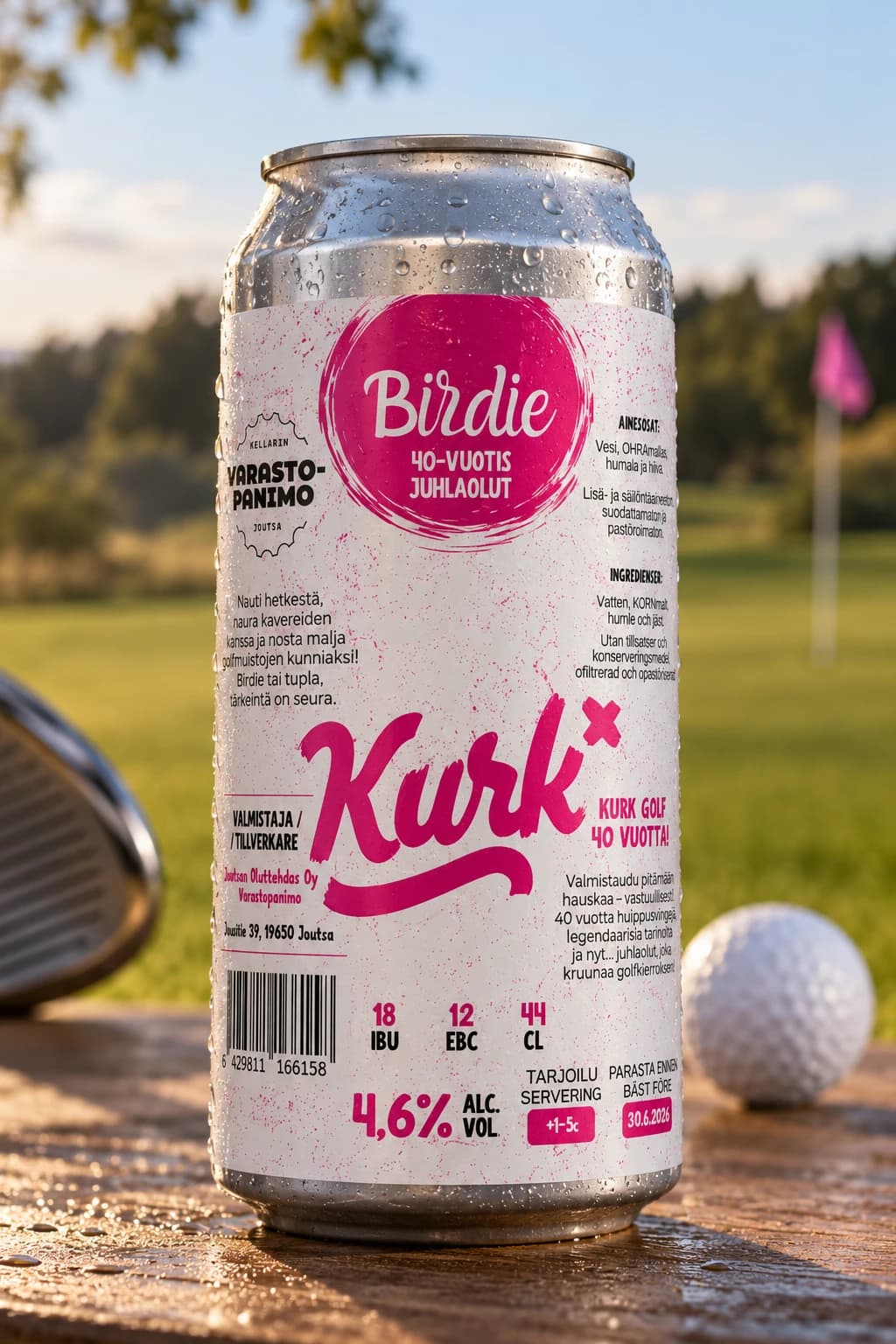 Kurk Golfin oman etiketin oluttölkki